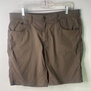 Prana Men's 36x9” Olive Brown Flat-Front Shorts - Stain - 1388